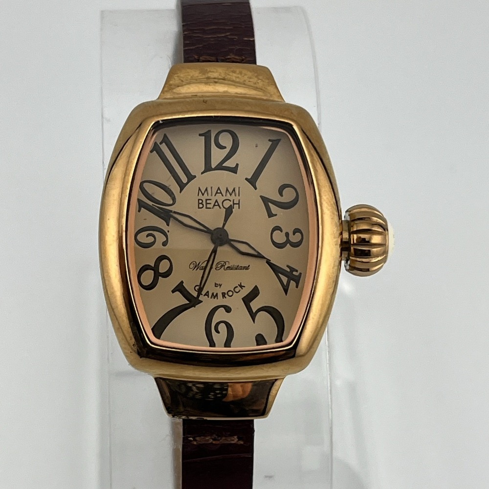 Glam Rock Miami Beach Watch‎ Women 27mm Rose Gold Tone Art Deco- New Battery